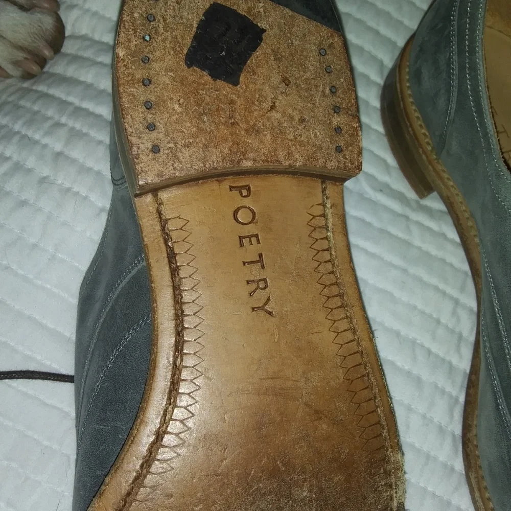 Poetry Women's Gray Suede Lace-Up Flats